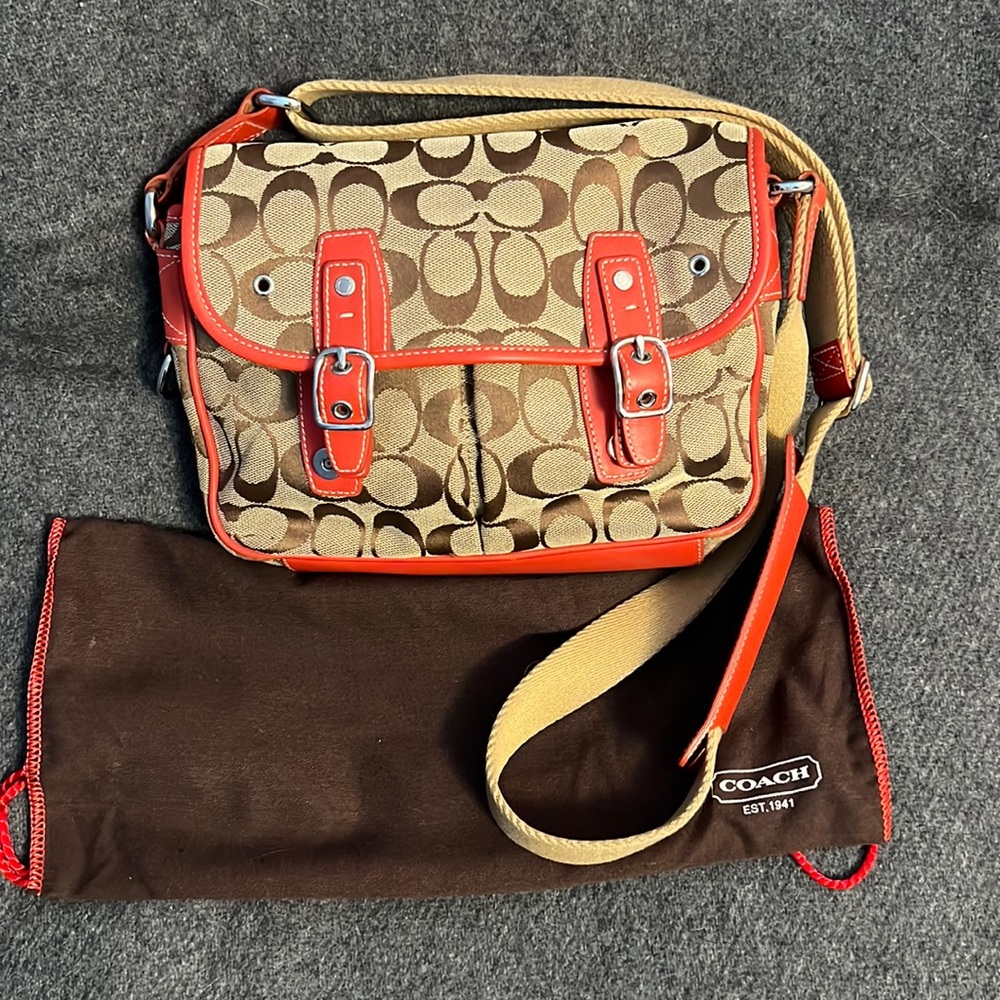 Coach Signature Crossbody with Leather Trim